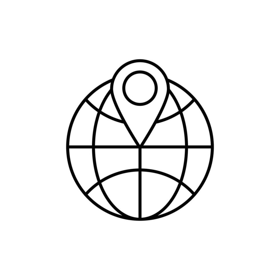 Globe location icon. outline icon vector