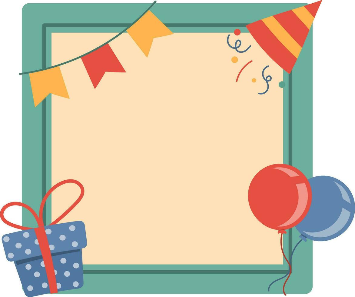 birthday party collage frame design vector