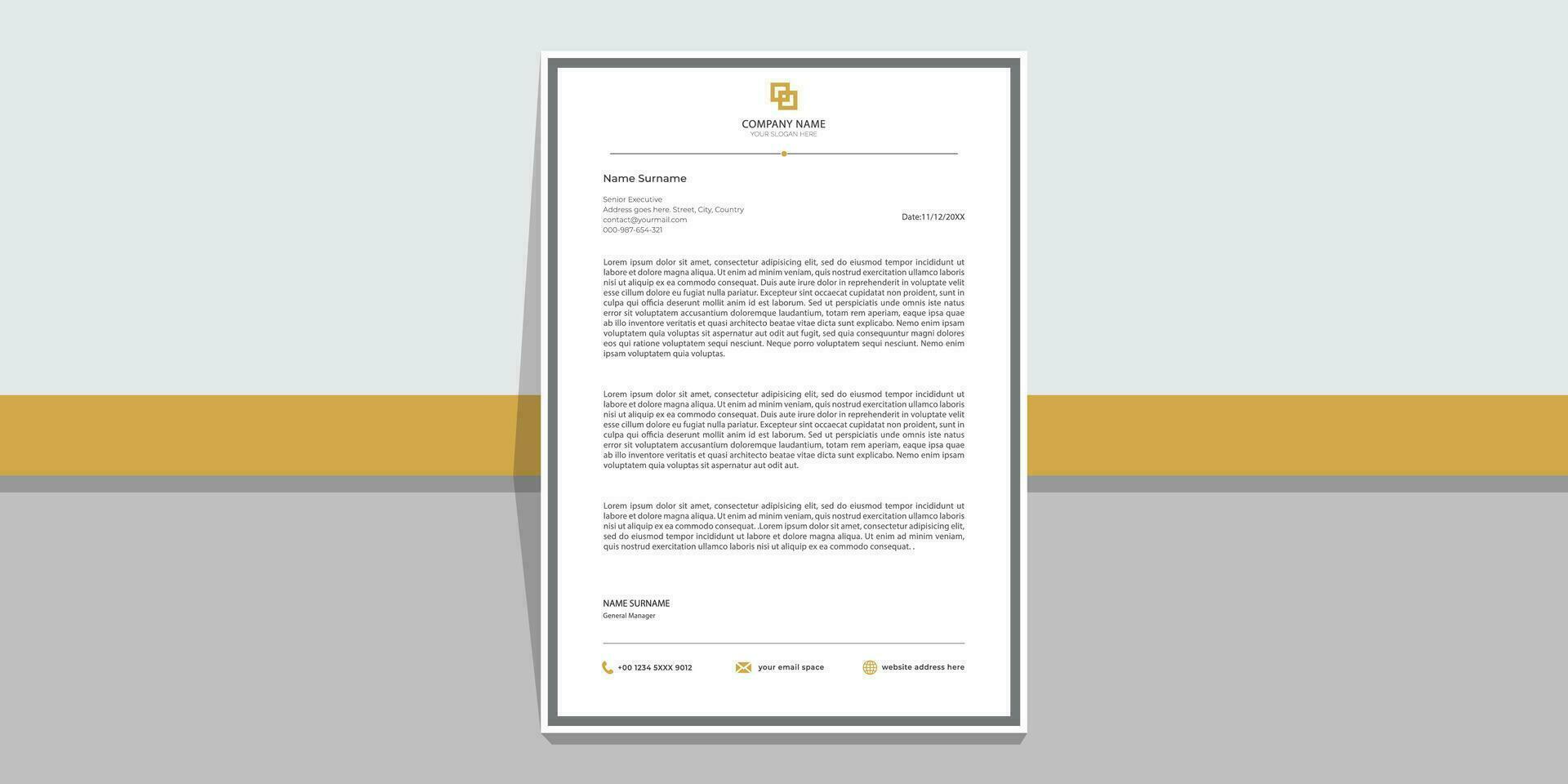 Minimalist concept , modern , clean , creative , simple , professional , corporate ,business style letterhead design template. Unique letterhead design with abstract shape with color variation . vector