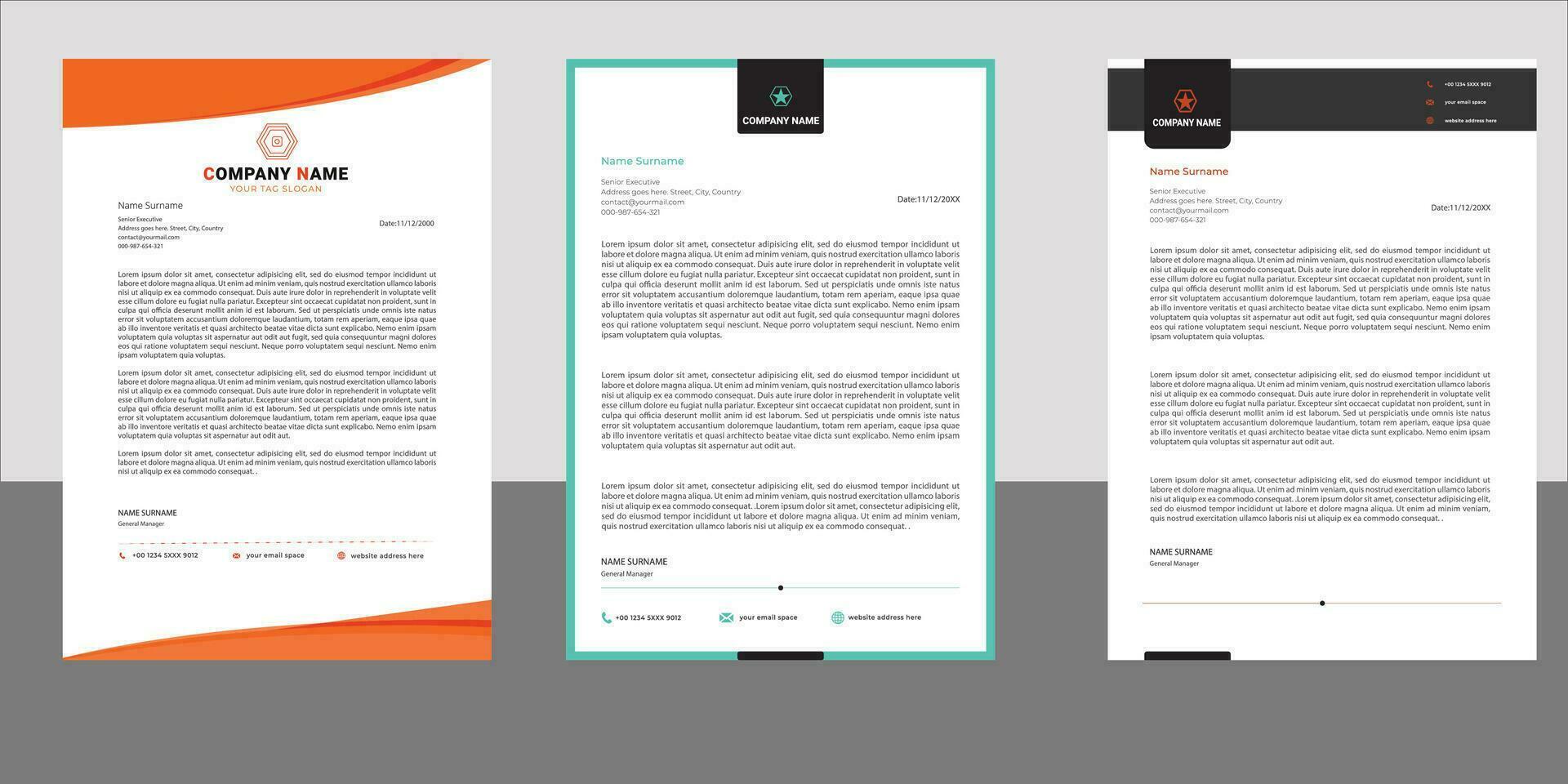 Minimalist concept , modern , clean , creative , simple , professional , corporate ,business style letterhead design template. Unique letterhead design with abstract shape with color variation bundle. vector