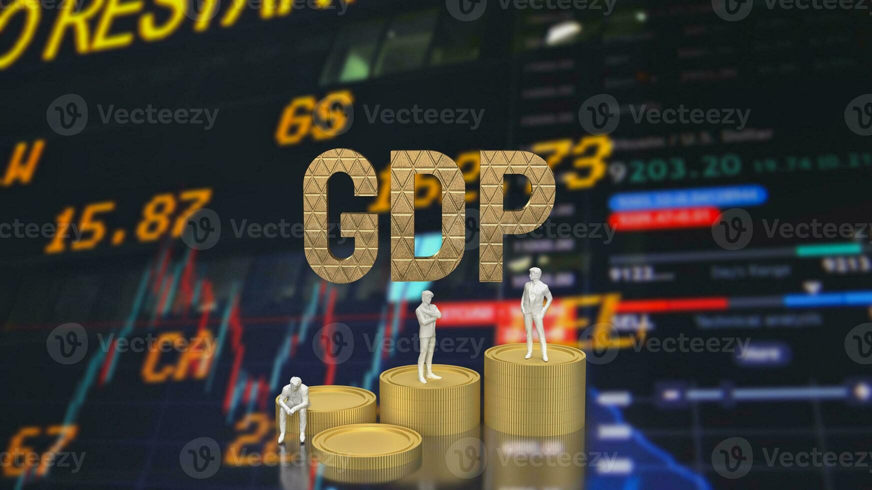 The Gap gold text and coins for Business concept  3d rendering photo