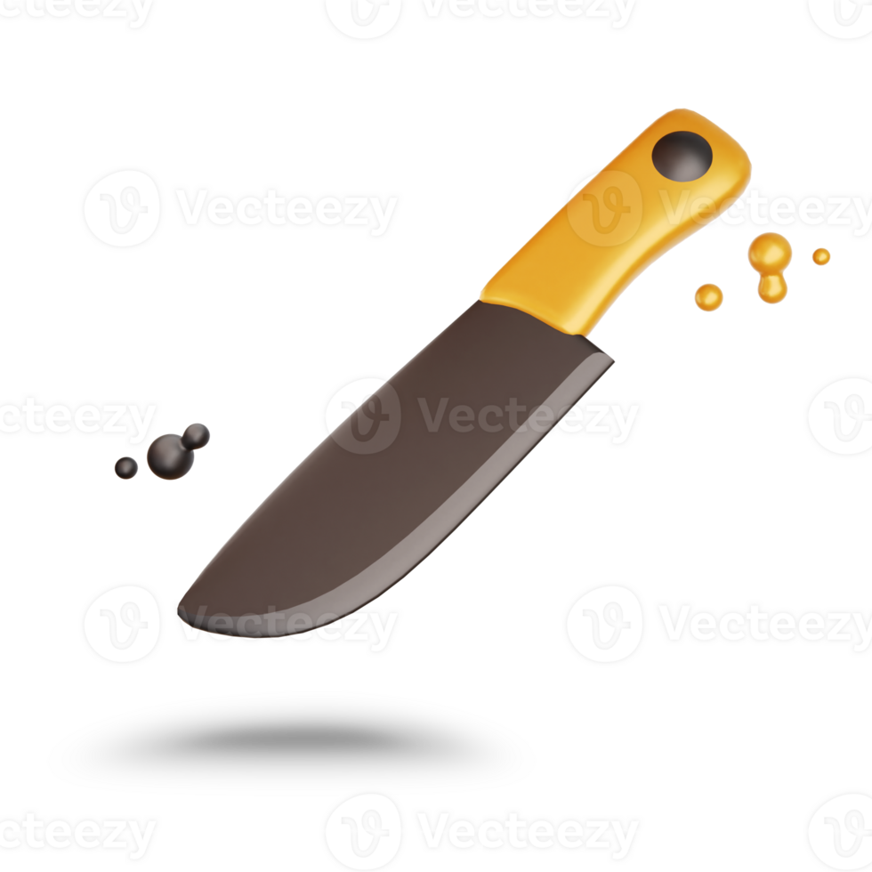 3d knife icon. Isolated on transparent background. kitchen tools and equipment. Minimal and cute style png