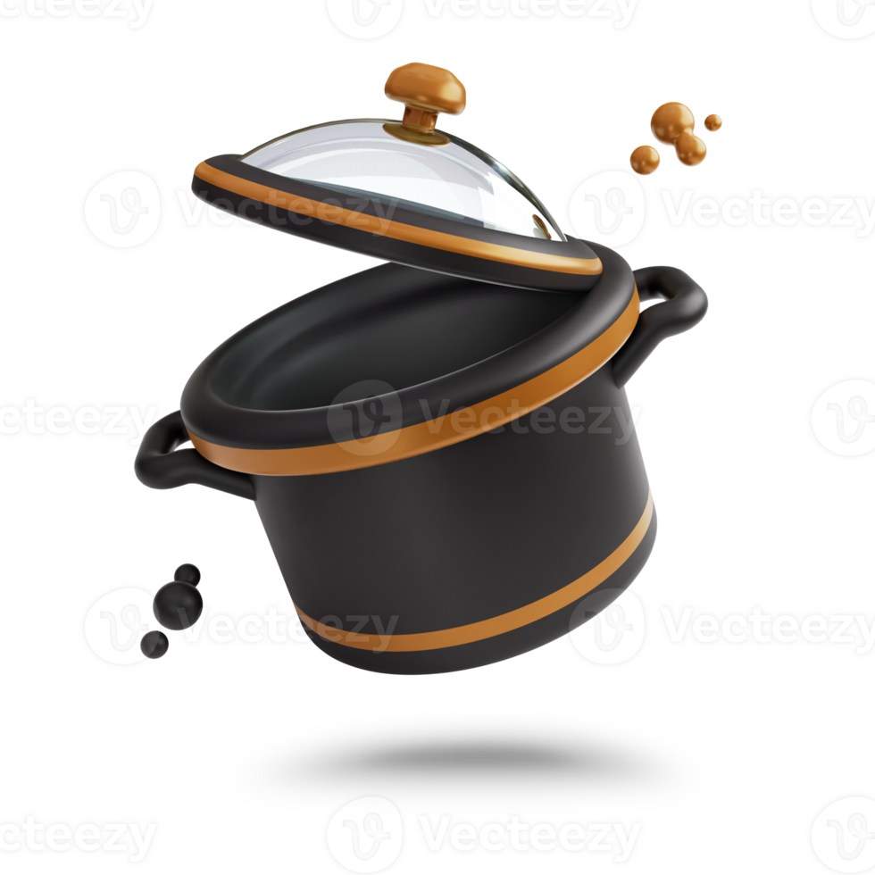 3d Elegant cooking pressure cooker icon. isolated 3d rendering illustration with transparent background in cute style png
