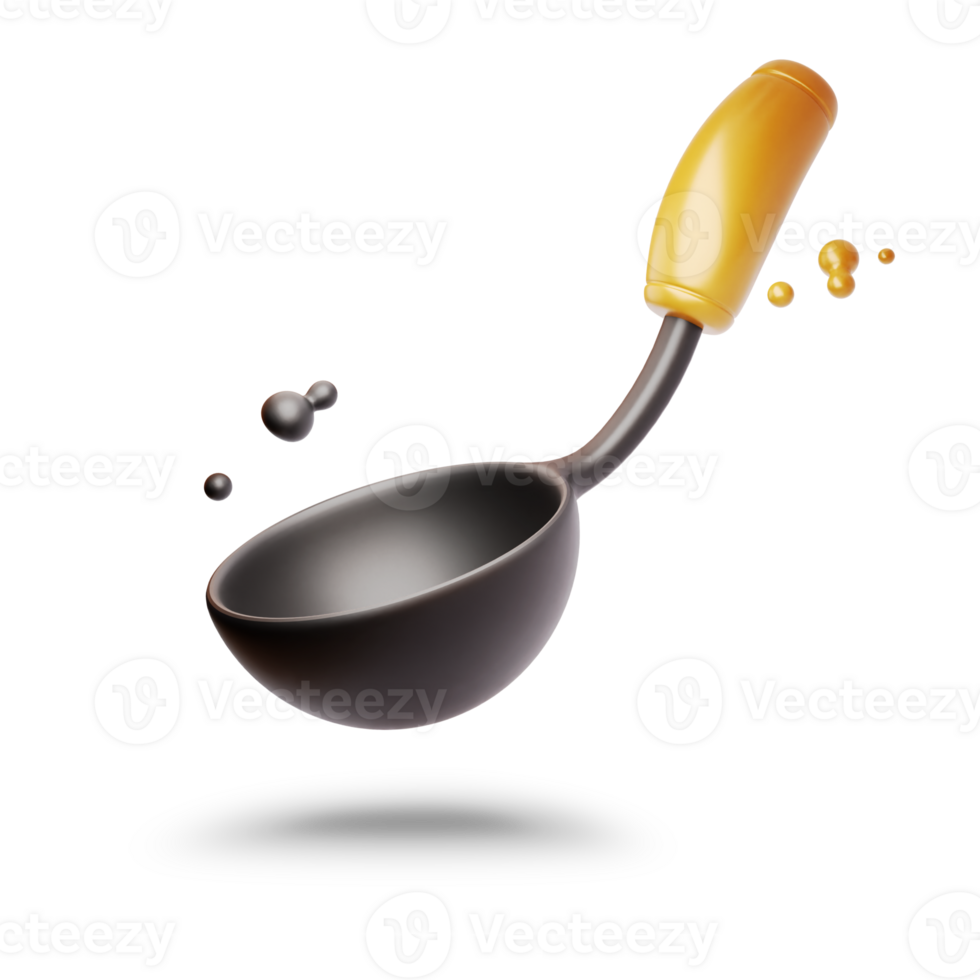 3d icon rendering of cute stylish ladle kitchen tool with transparent background png