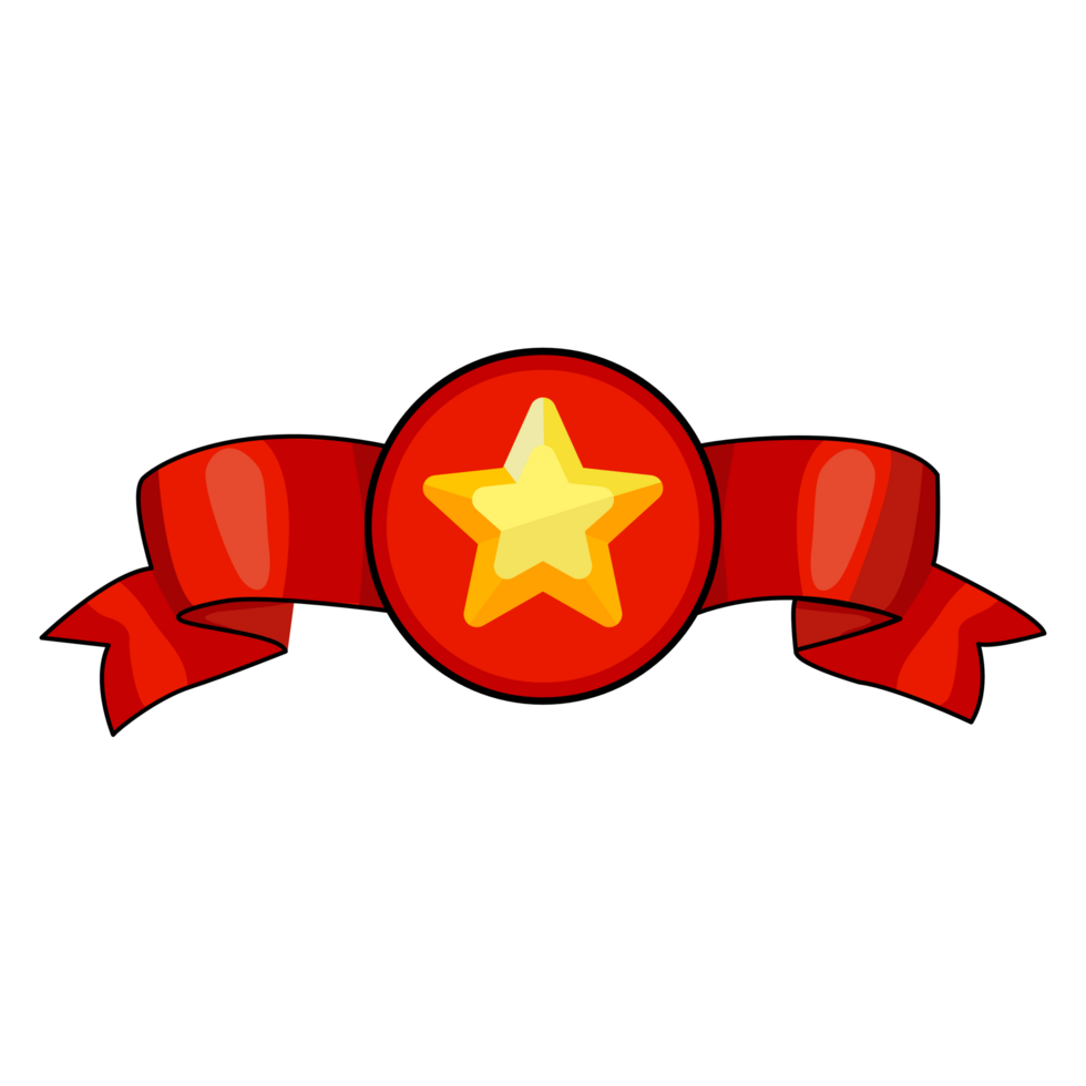 Red horizontal ribbons banners and star png