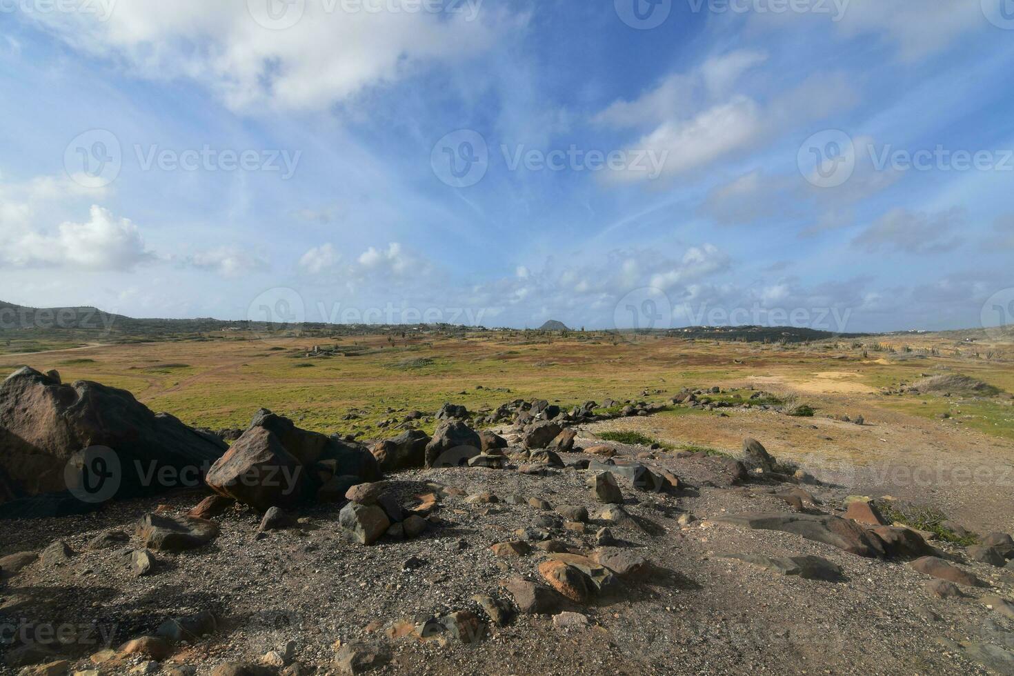 Dry Desert Landscape in a Remote Area of Aruba photo