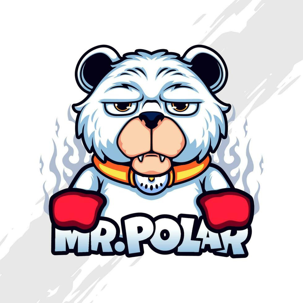 señor polar, perezoso polar oso logo mascota vector