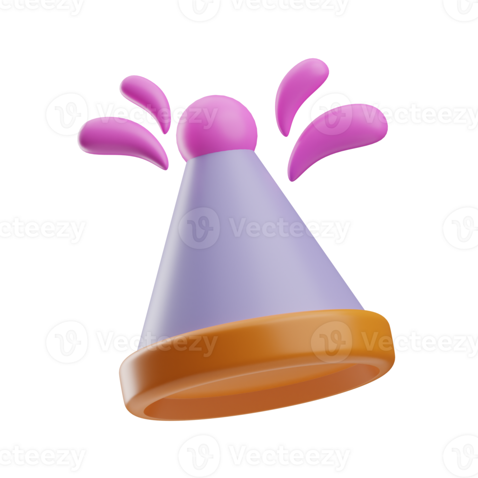 birthday party party hat illustration 3d png