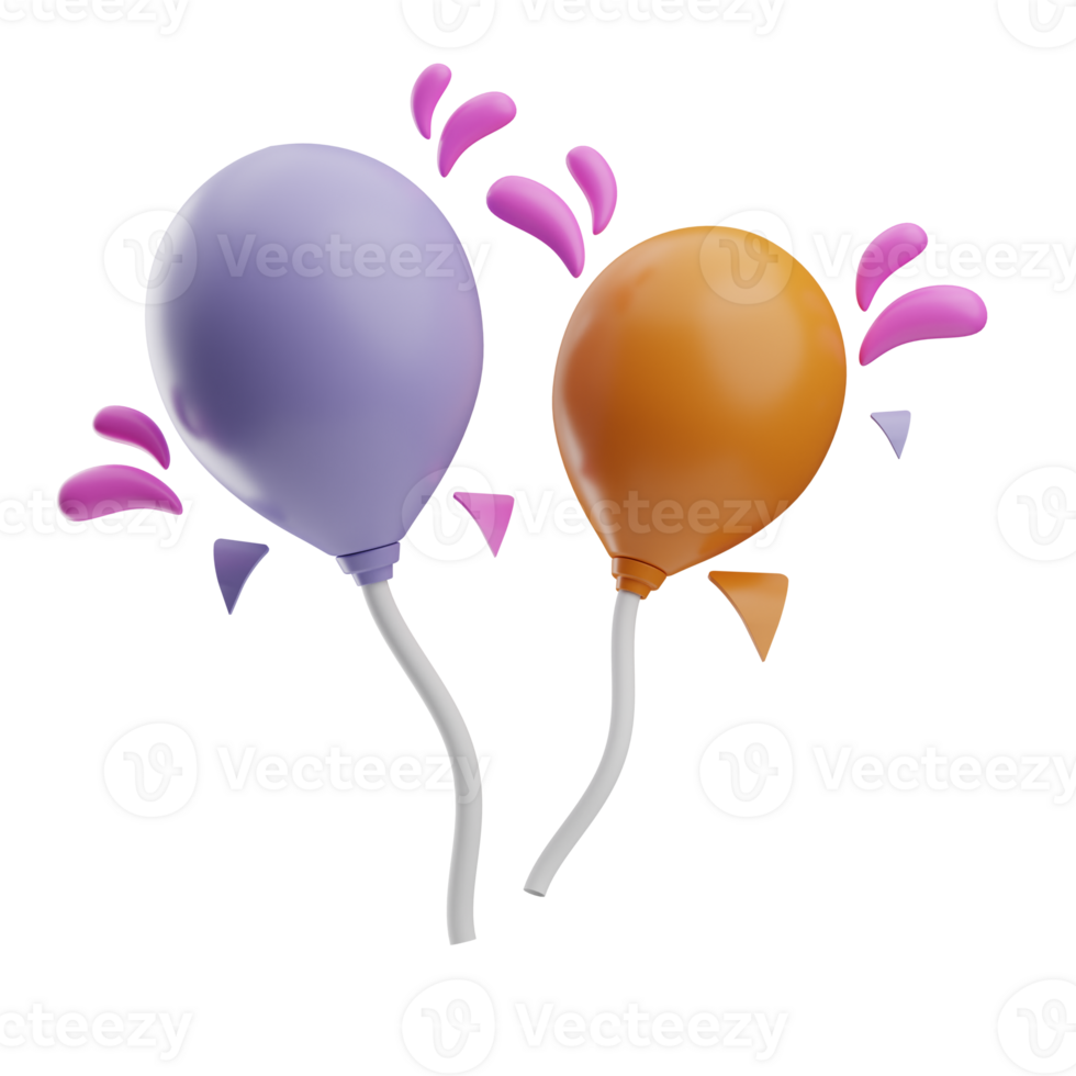 birthday party Balloons illustration 3d png