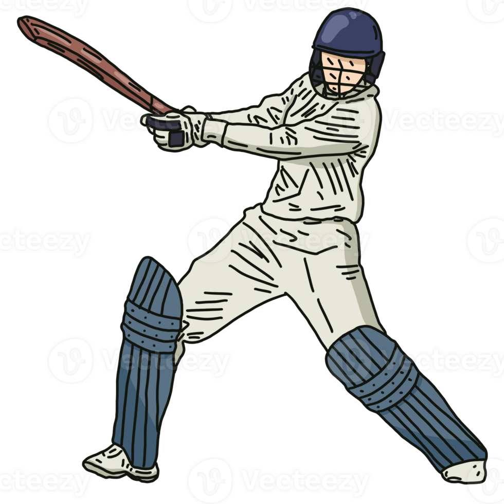 Cricket player with bat png