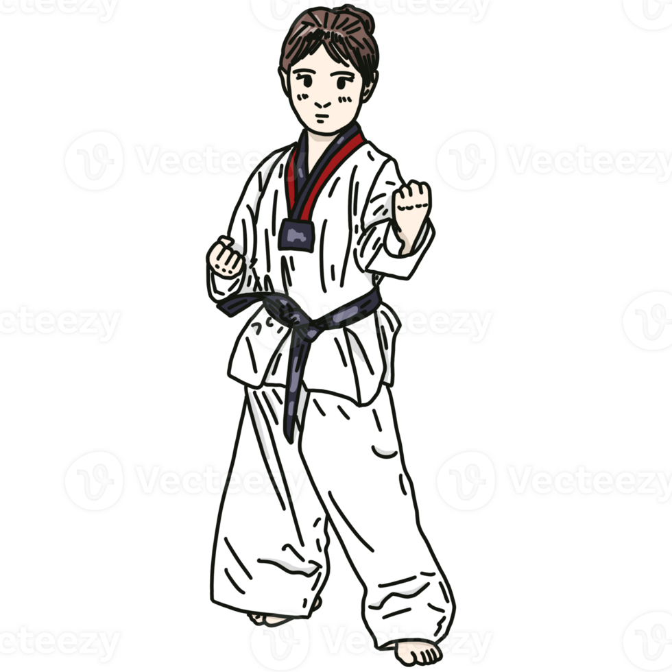 taekwondo niño en uniforme png