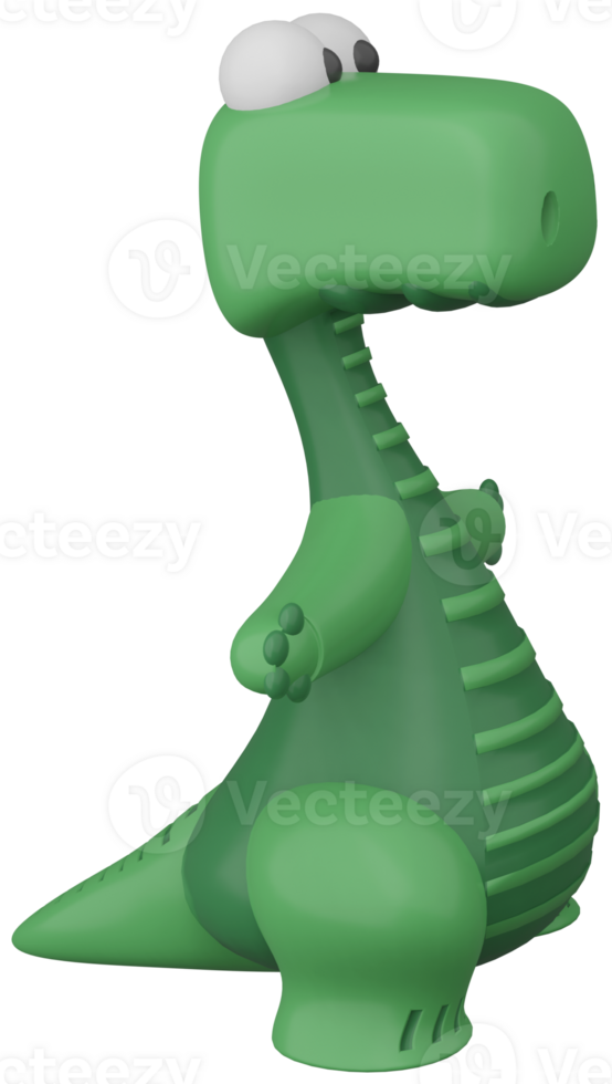 3d illustratie geven groen gestileerde dinosaurus karakter jongen Aan transparant achtergrond png