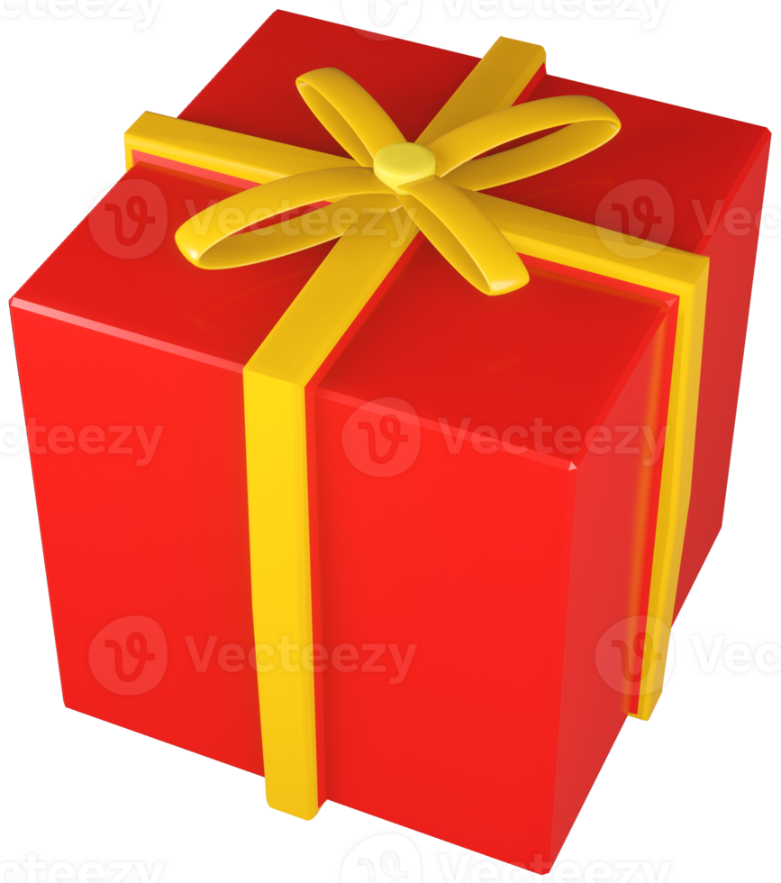 3D model of a wrapped gift with a bow on transparent background png