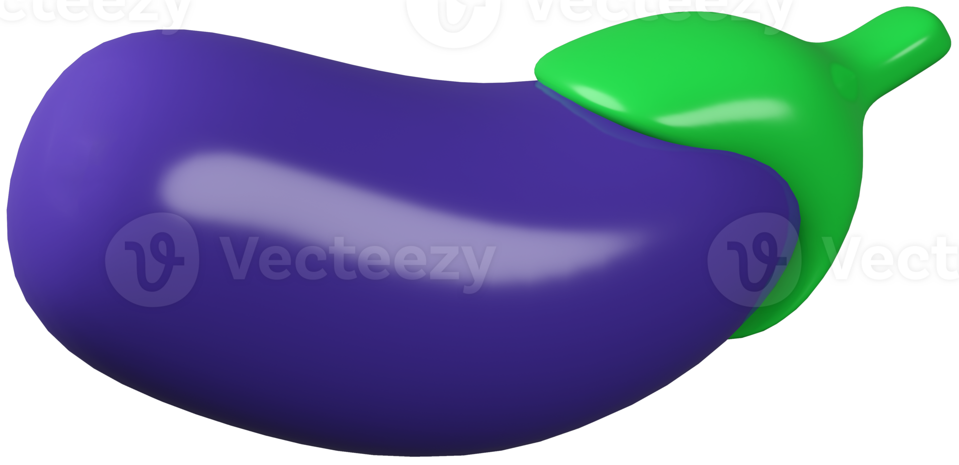 3D model vegetable eggplant toy made of plastic on transparent background png