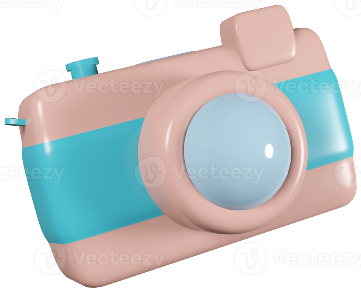 3D model camera children's toy made of plastic on transparent background png