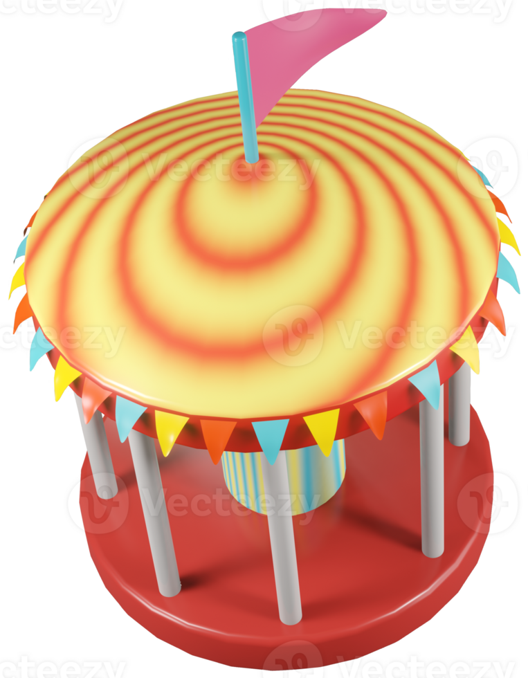 3D model carousel plastic children's toy on transparent background png