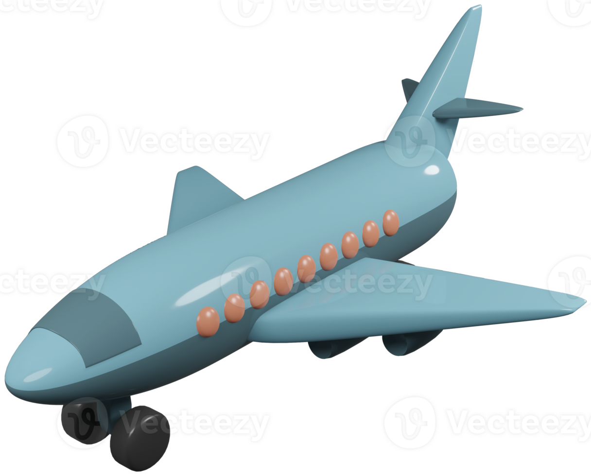 3D model of an airplane children's toy on transparent background png