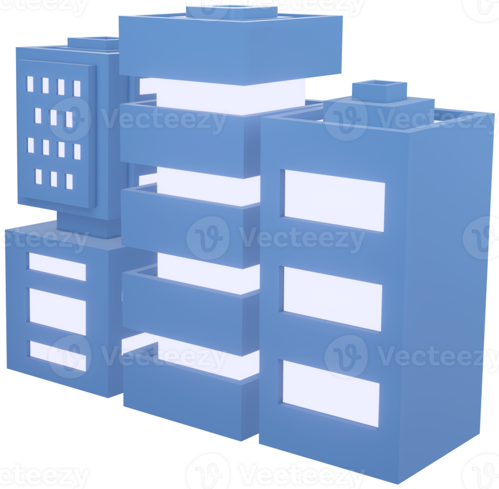 3d modelo multi história edifícios rua cidade em transparente fundo png