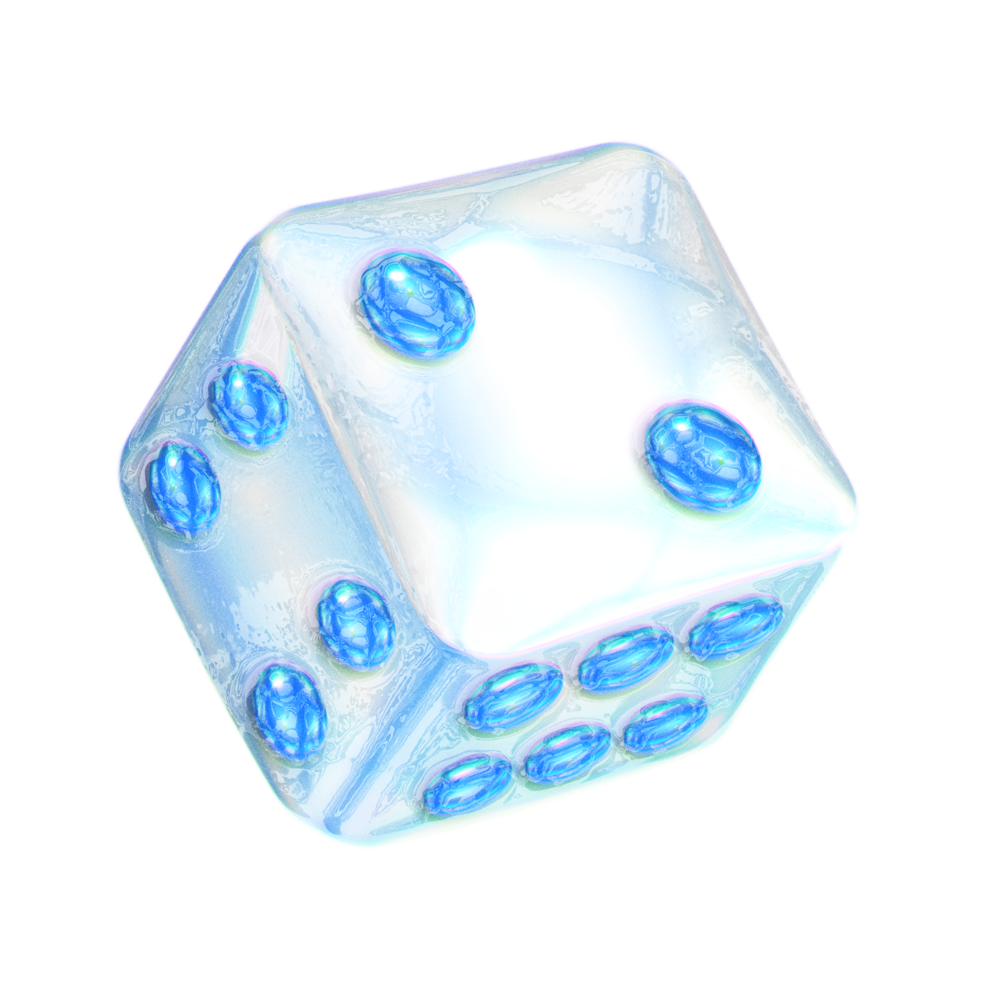 Dice cube Y2K blue element sticker with chrome effect 27310122 PNG