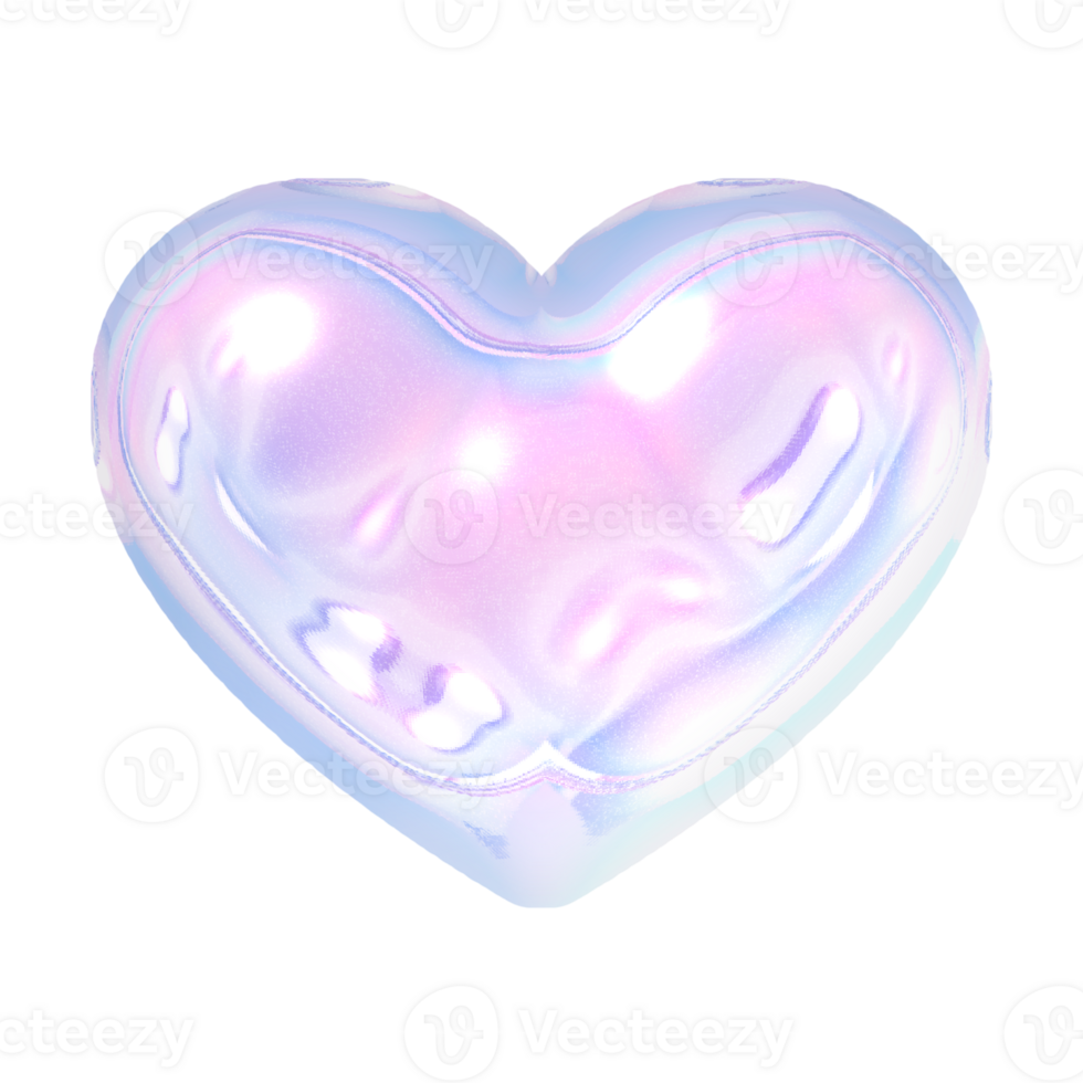 corazón y2k elemento con pastel holograma holográfico cromo 3d efecto
