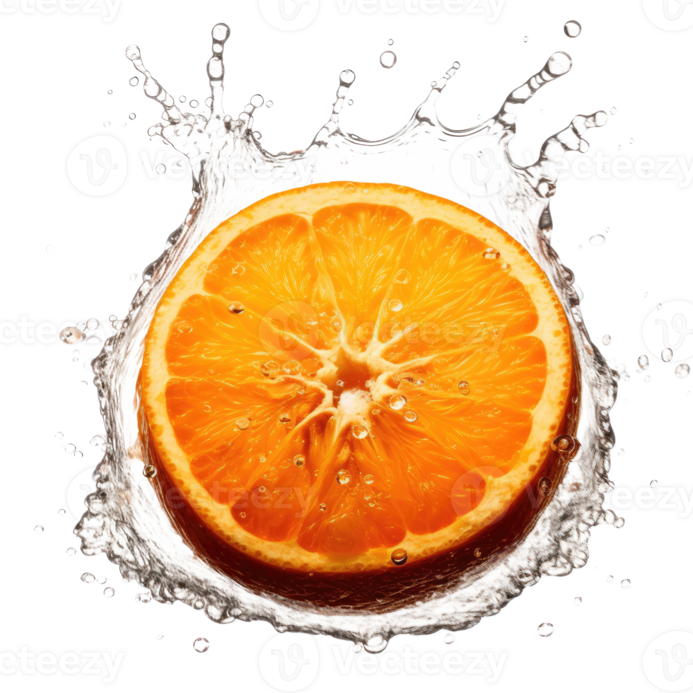 Fresh Orange in water Splash png