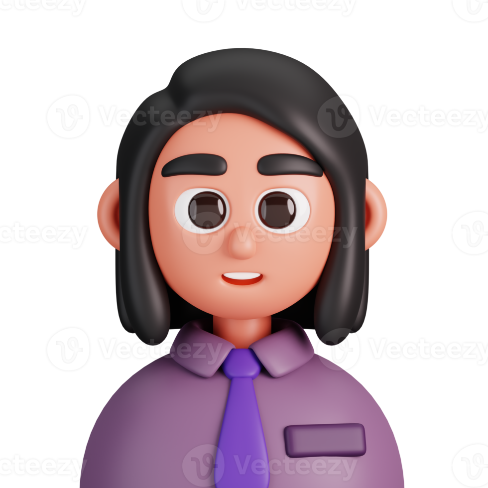 portrait de une femme administrateur isolé. essentiel ouvriers avatar Icônes. personnages pour social médias et la mise en réseau, utilisateur profil, site Internet et application. 3d rendre illustration. png