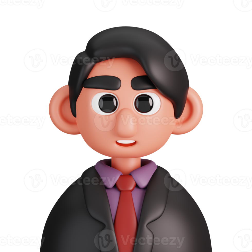 Portrait of a Businessman in suit isolated. Essential workers avatar icons. Characters for social media and networking, user profile, website and app. 3d Render illustration. png