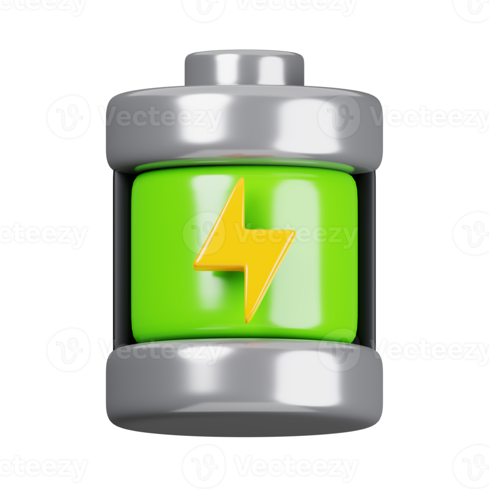 Full Battery symbol isolated. General UI icon set concept. 3D Render illustration png