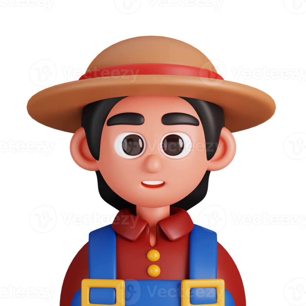 Portrait of a woman farmer isolated. Essential workers avatar icons. Characters for social media and networking, user profile, website and app. 3d Render illustration. png