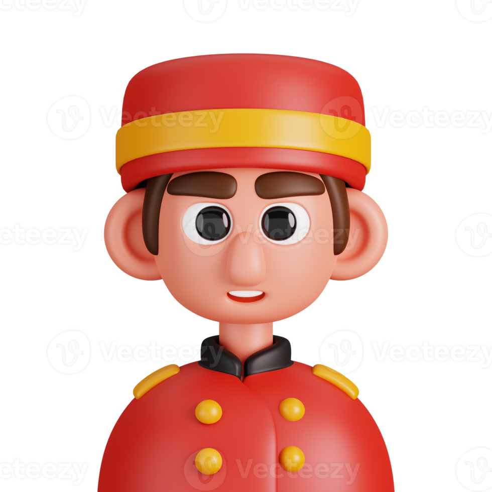 Portrait of a concierge isolated. Essential workers avatar icons. Characters for social media and networking, user profile, website and app. 3d Render illustration. png