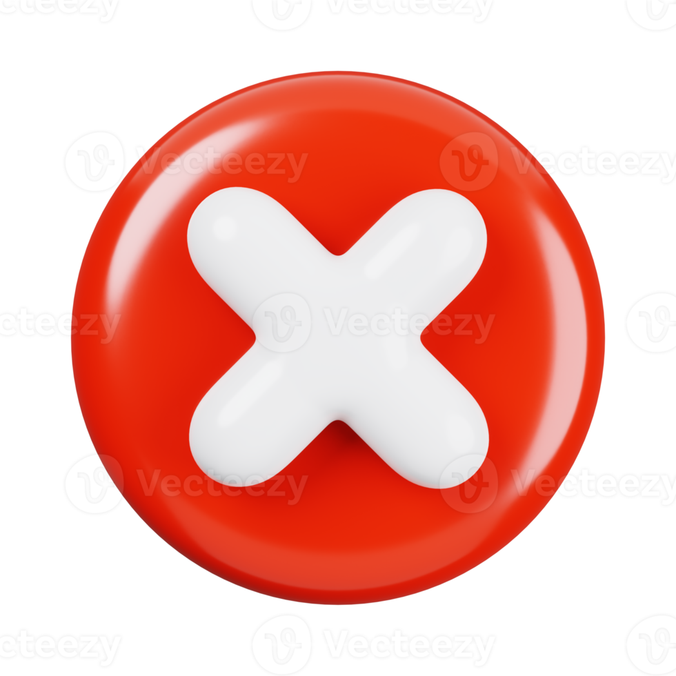 Cancel, x or deny isolated. General UI icon set concept. 3D Render illustration png