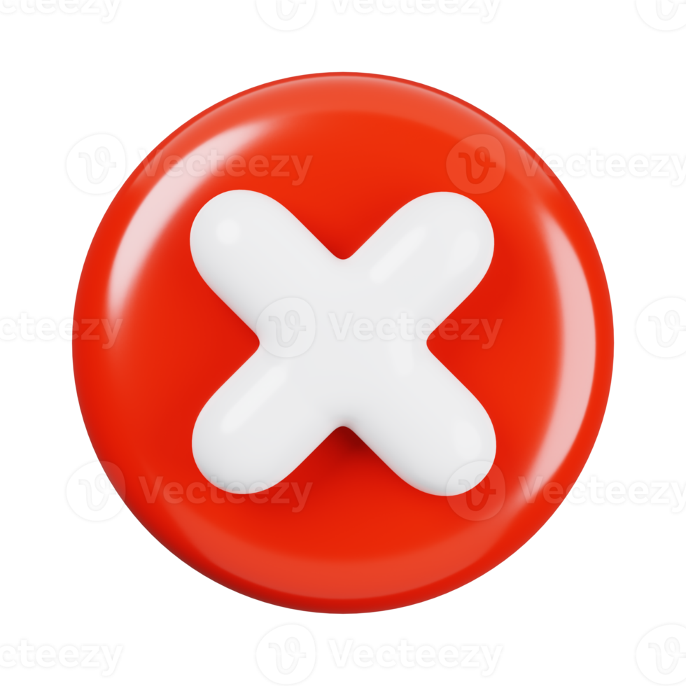 Cancel, x or deny isolated. General UI icon set concept. 3D Render illustration png