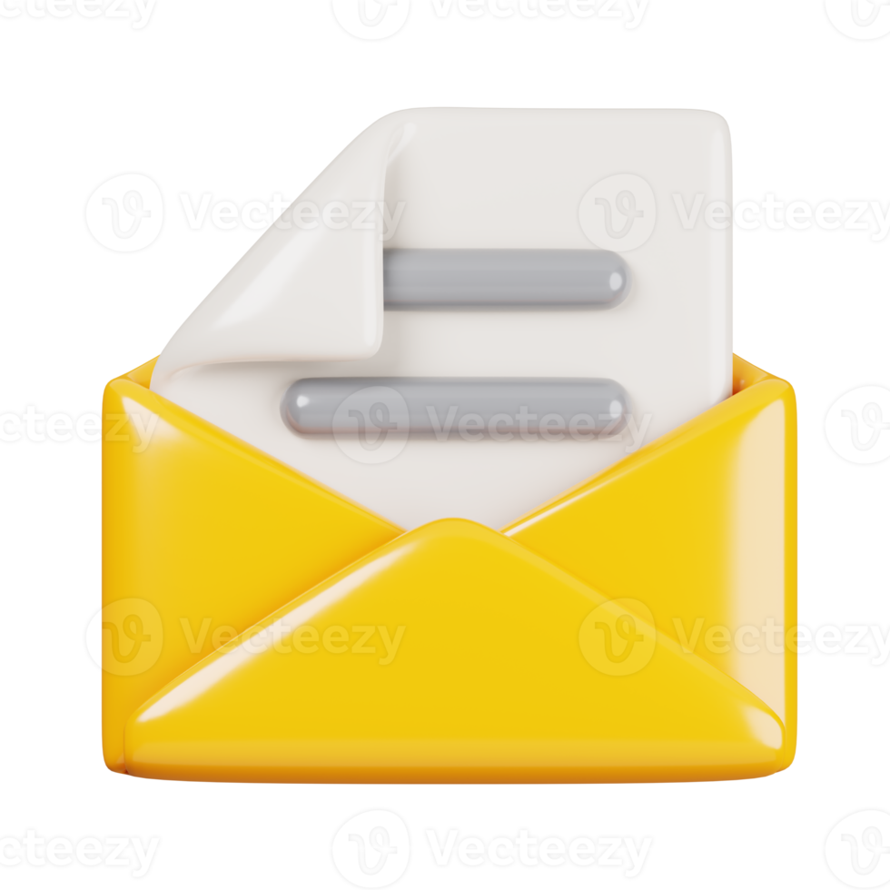 Email or Open envelope isolated. General UI icon set concept. 3D Render illustration png