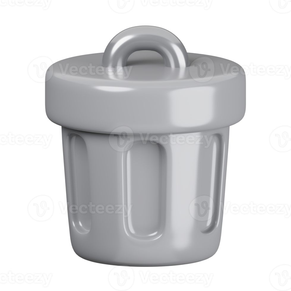 Trash can isolated. General UI icon set concept. 3D Render illustration png