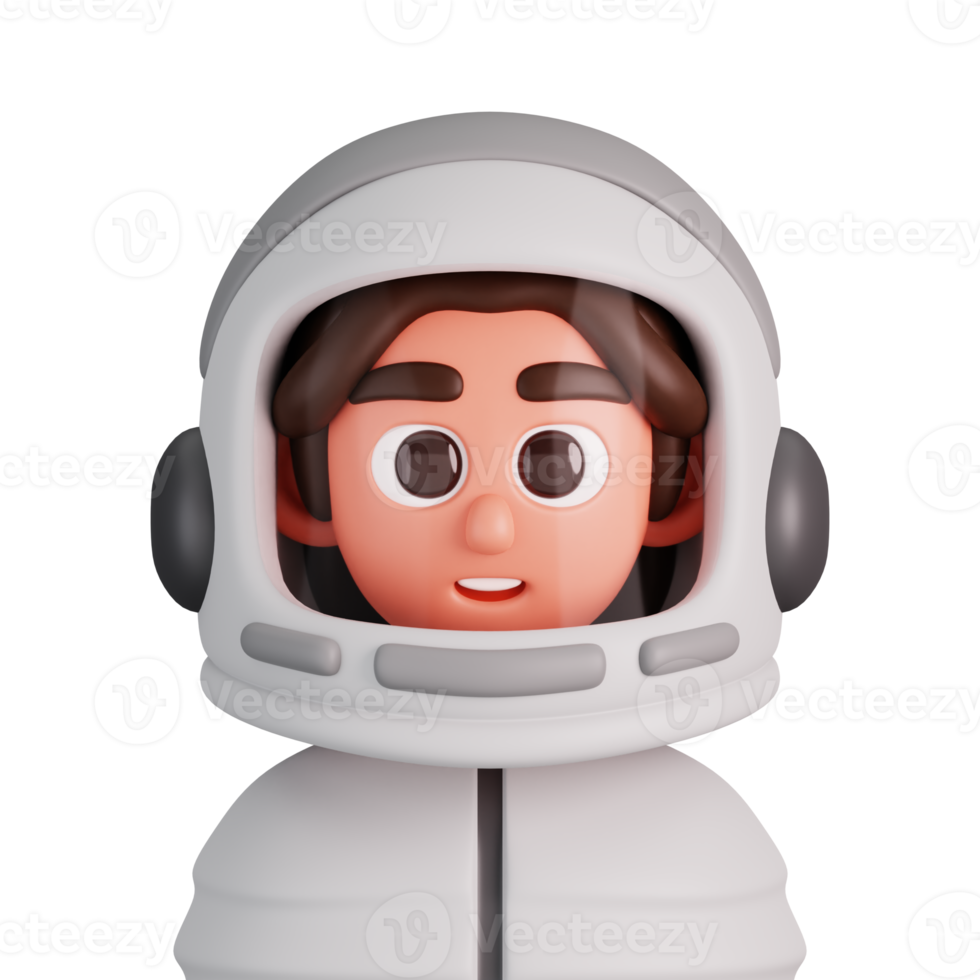 Portrait of a woman astronaut isolated. Essential workers avatar icons. Characters for social media and networking, user profile, website and app. 3d Render illustration. png