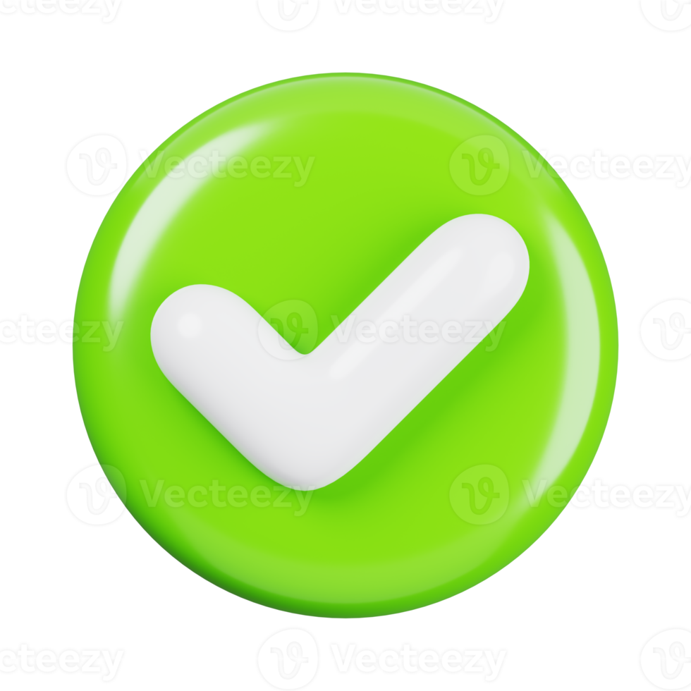 verde controlar, aceptado aislado. general ui icono conjunto concepto. 3d hacer ilustración png