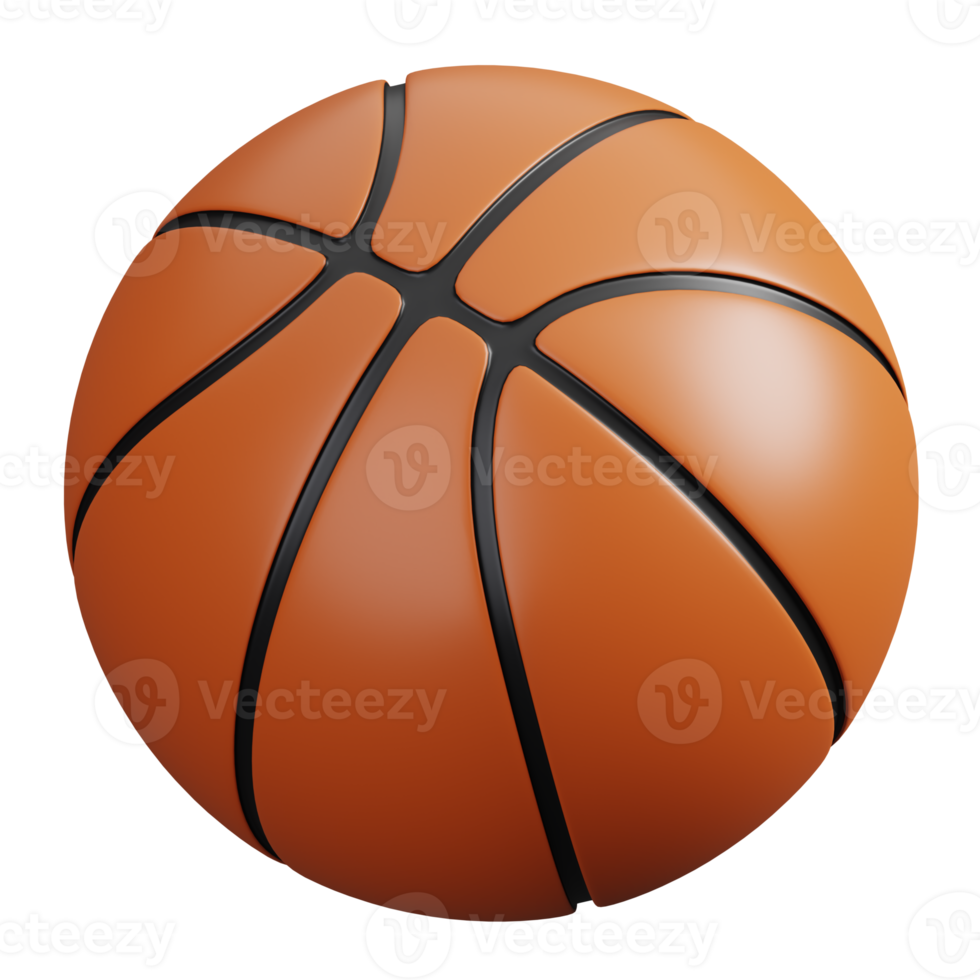 Basketball ball isolated. Sports, fitness and game symbol icon. 3d Render illustration. png