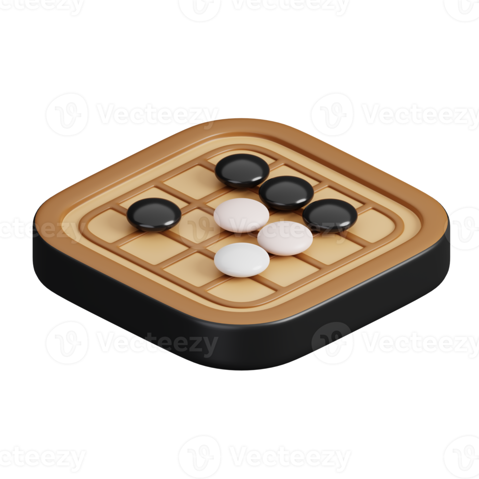 Board game Go and black and white bones isolated. Sports, fitness and game symbol icon. 3d Render illustration. png