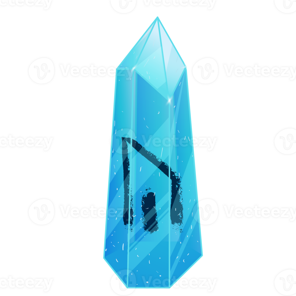 Crystal with Texture Rune Ir. Curative Transparent Healing Quartz. Blue Clear Bright Gem. Magic Stone png