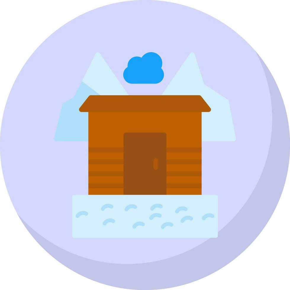 cubierto de nieve pueblo vector icono diseño