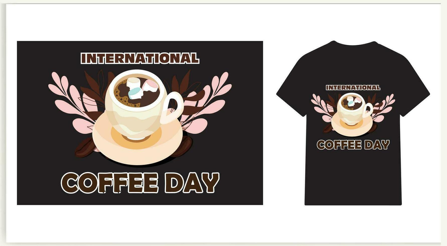 internacional café día camiseta diseño con editable café taza vector