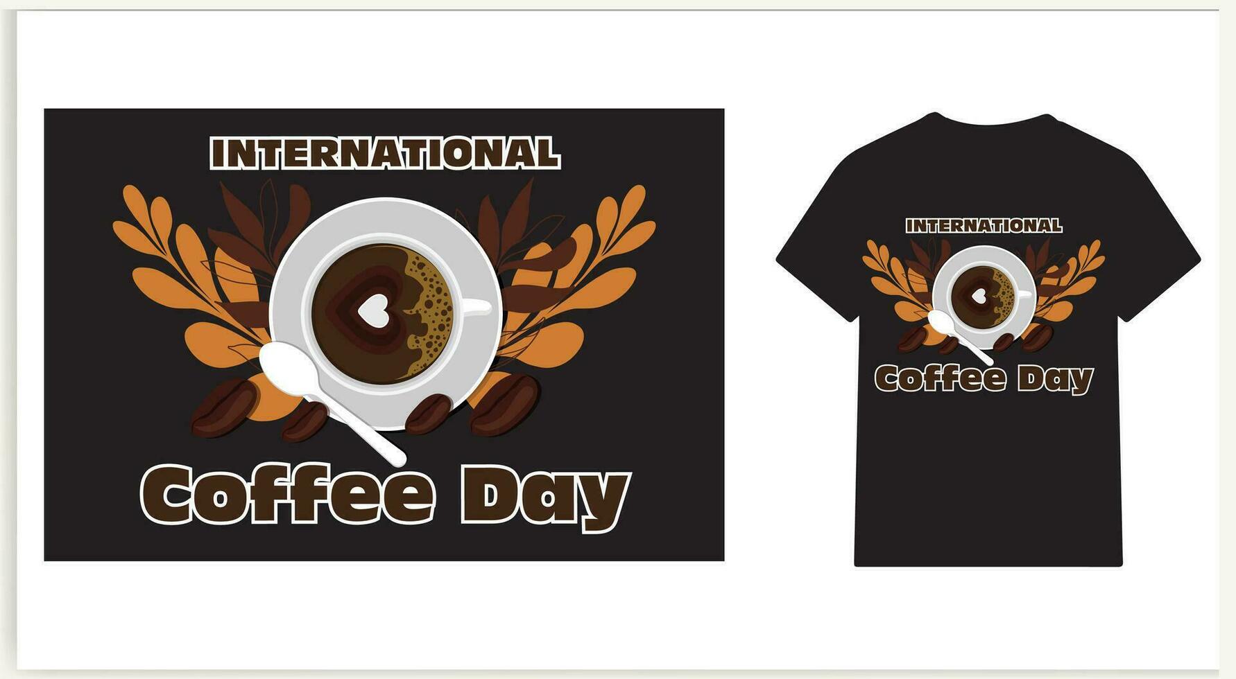 International Coffee Day t-shirt design with editable coffee cup vector