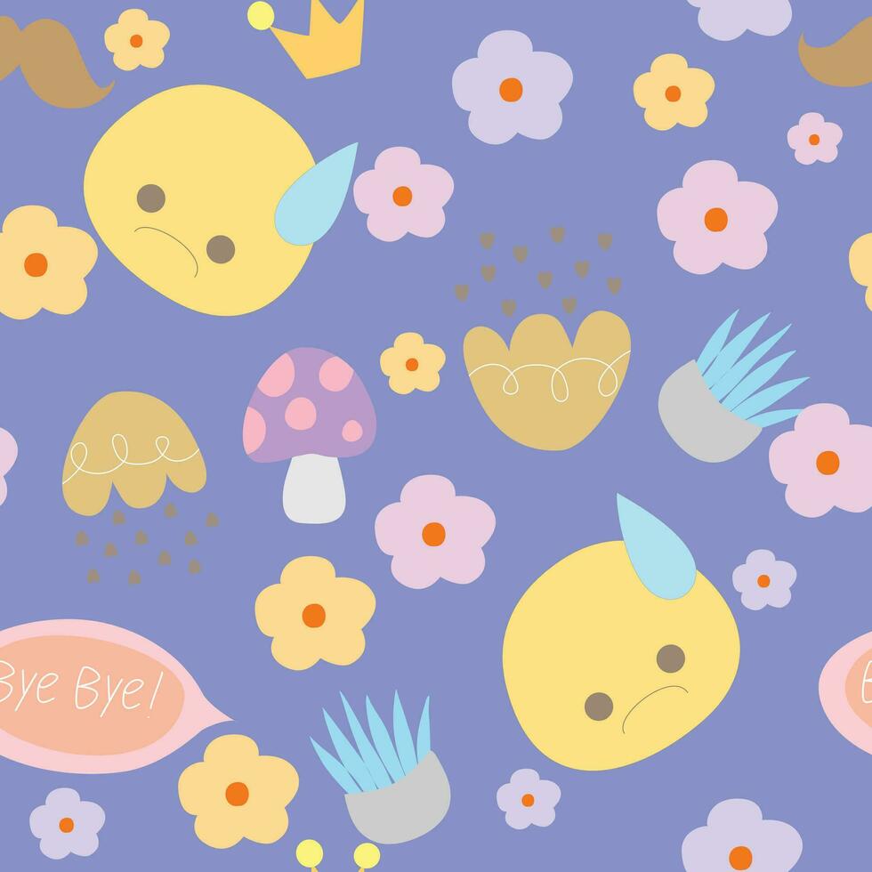 seamless pattern with a yellow bird and flowers vector