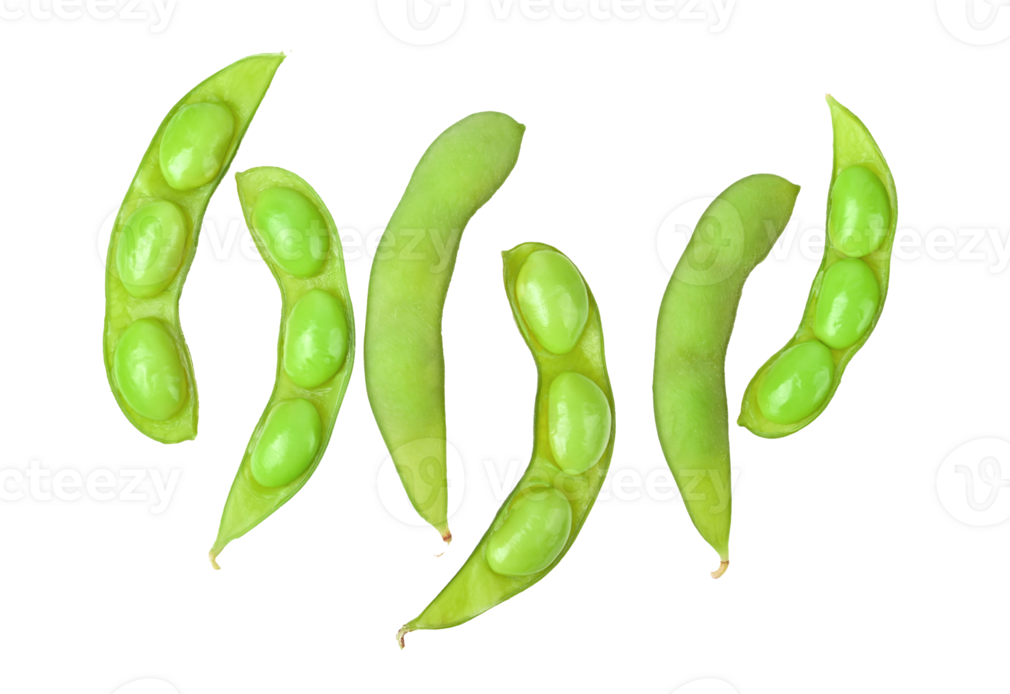 Green soy beans transparent png top view.