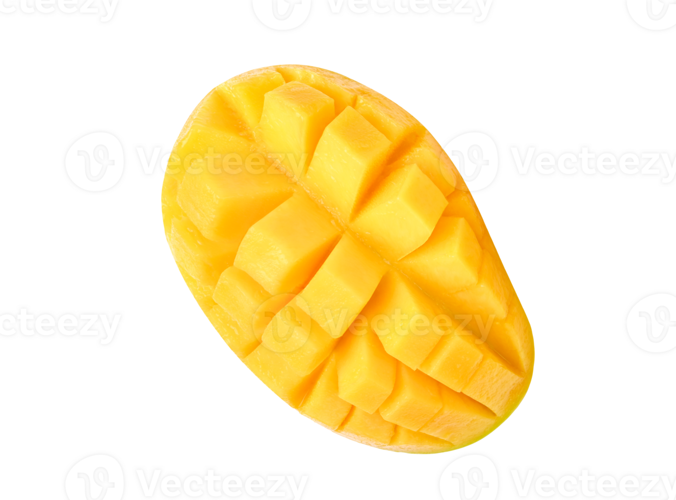 Fresh yellow mango slice on transparent png. Top view.. png