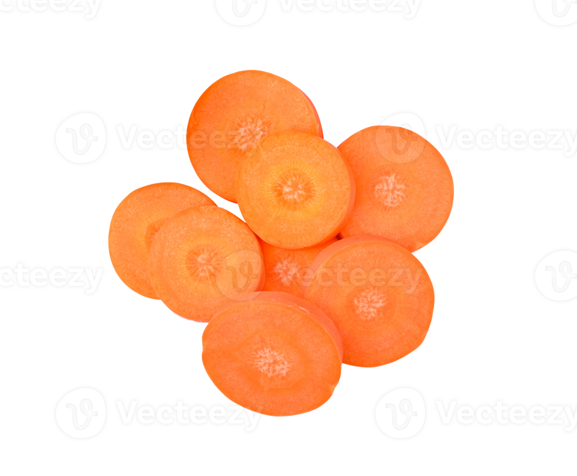 Slice carrot on transparent png top view.