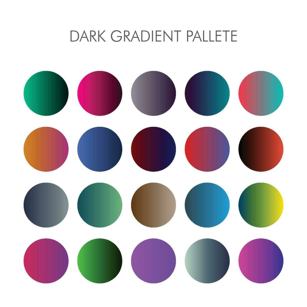 Set of dark color gradient palette vector