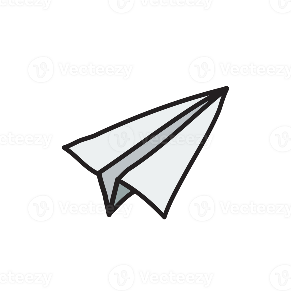 Paper plane. Education doodles color hand drawn png