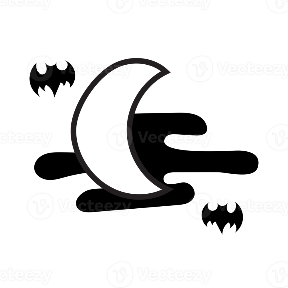 Halloween moon doodle png