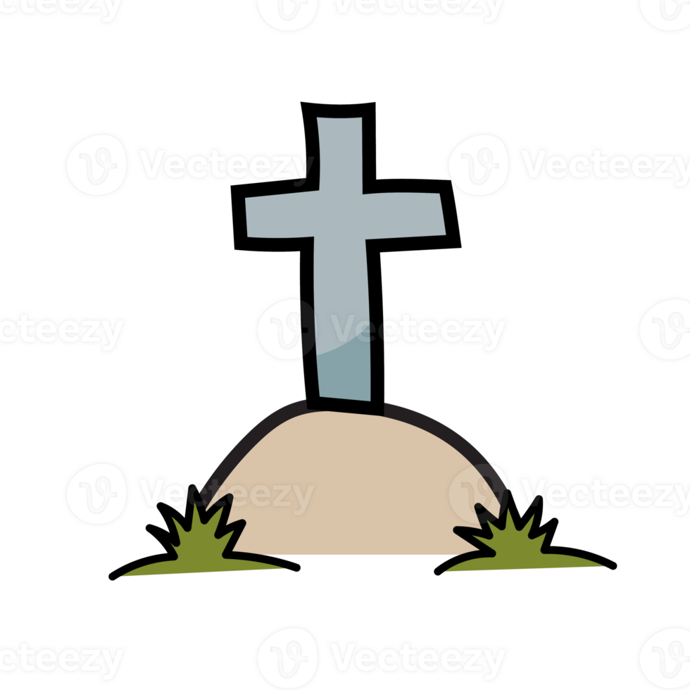 Halloween graveyard doodle color png